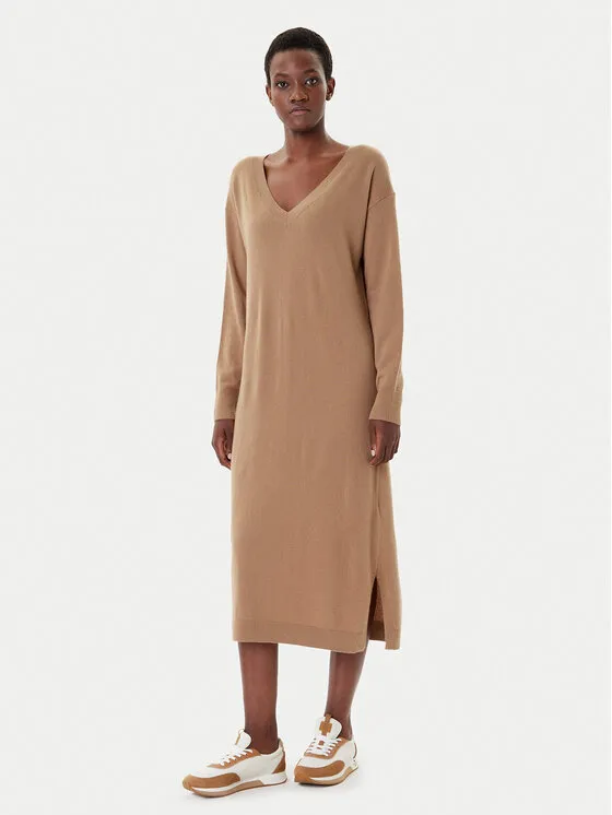 Strickkleid · Beige · Midi