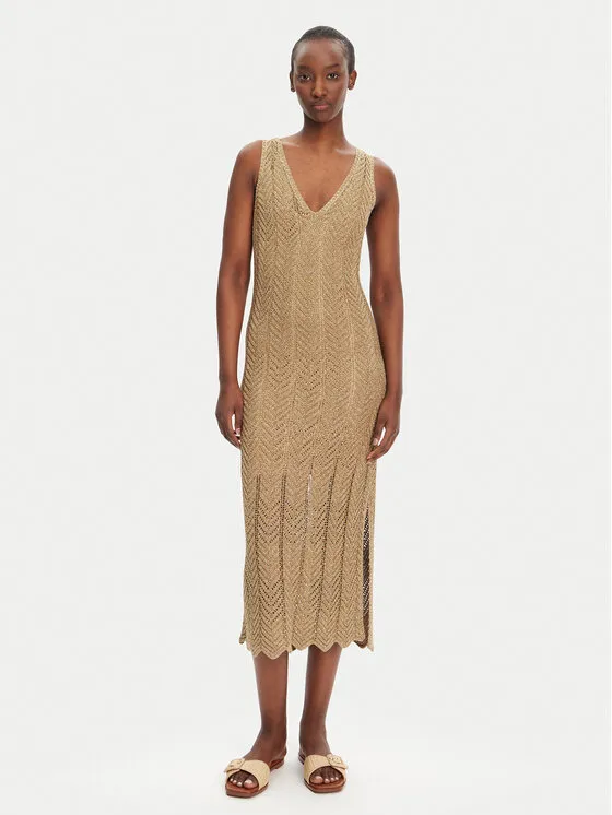 Strickkleid · Beige · Midi