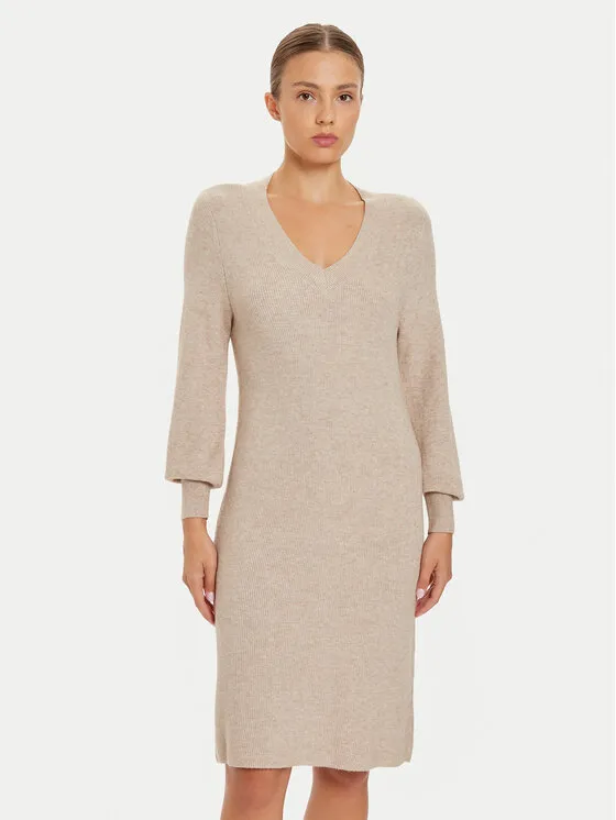 Strickkleid · Beige · Midi