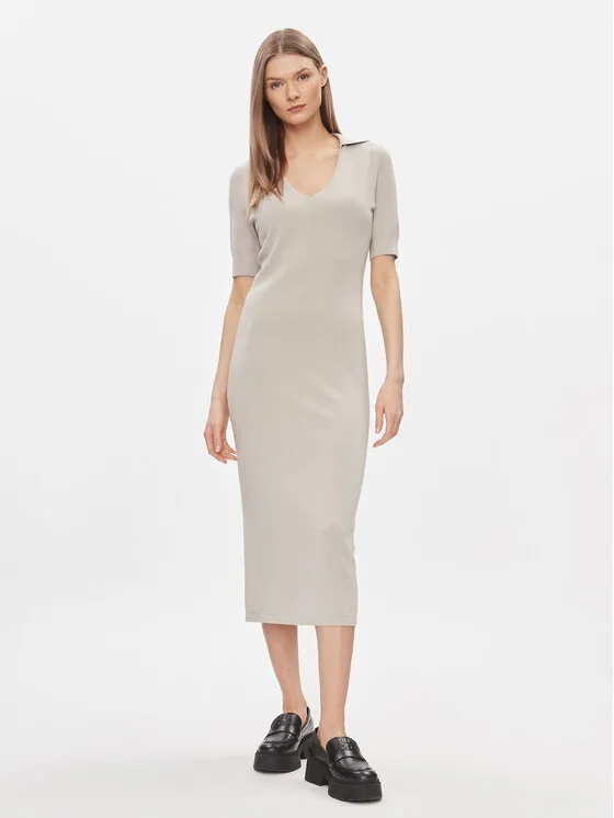 Strickkleid · Beige · Midi
