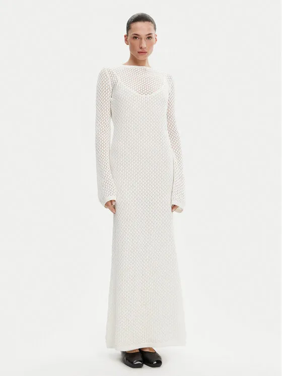 Strickkleid · Écru · Maxi