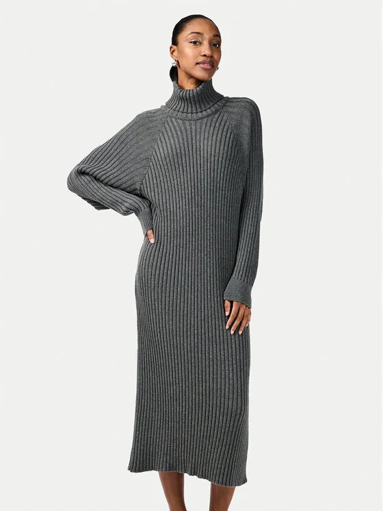 Strickkleid · Grau · Midi