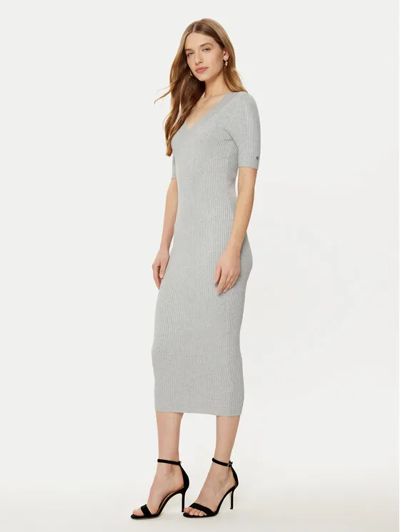 Strickkleid · Grau · Midi