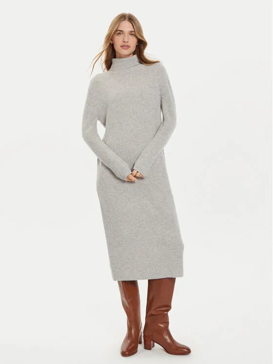 Strickkleid · Grau · Midi