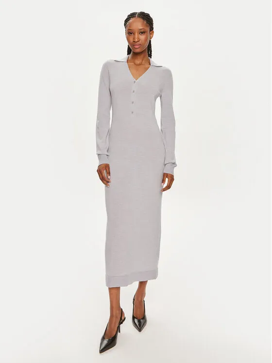 Strickkleid · Grau · Midi