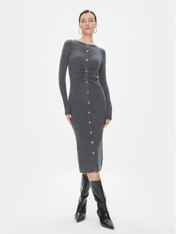 Strickkleid · Grau · Midi