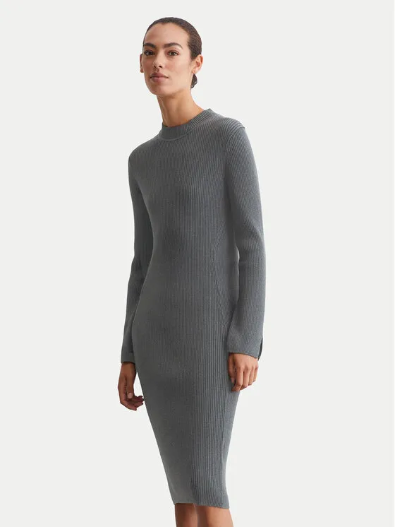 Strickkleid · Grau · Midi