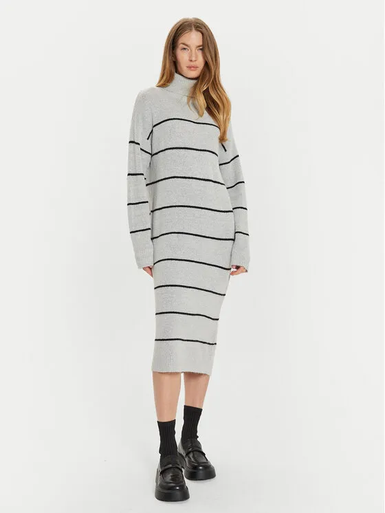 Strickkleid · Grau · Midi