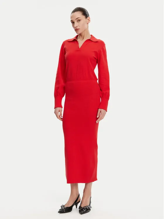 Strickkleid · Rot · Midi