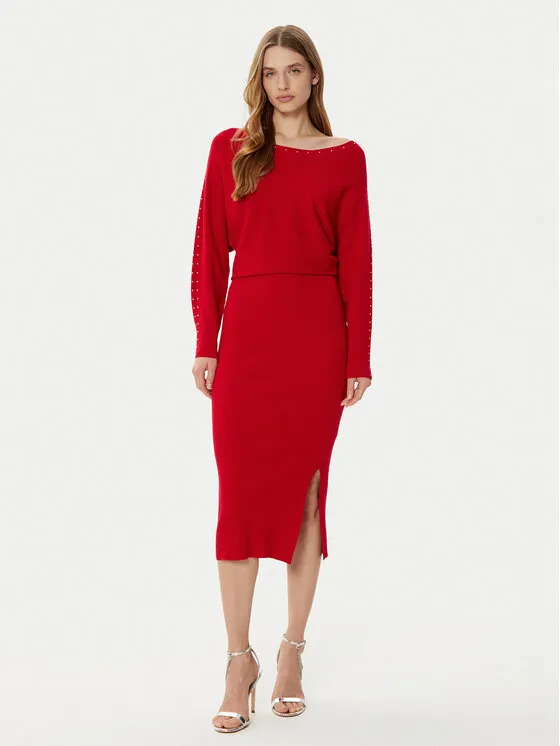 Strickkleid · Rot · Midi