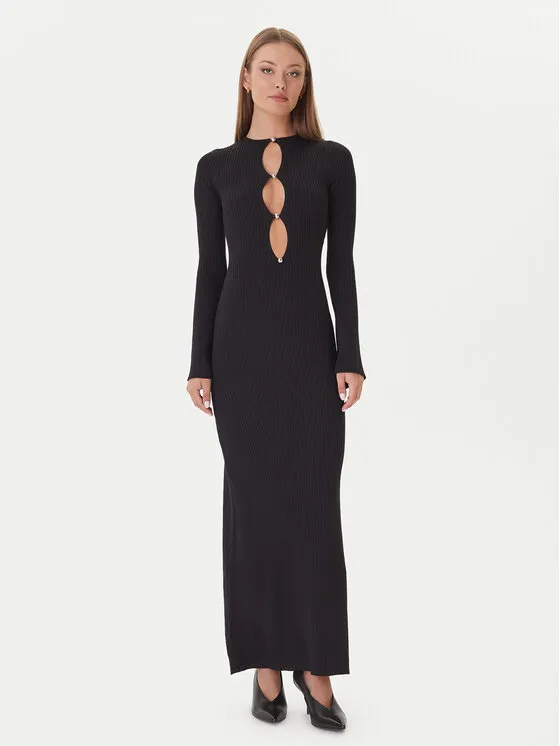 Strickkleid · Schwarz · Maxi