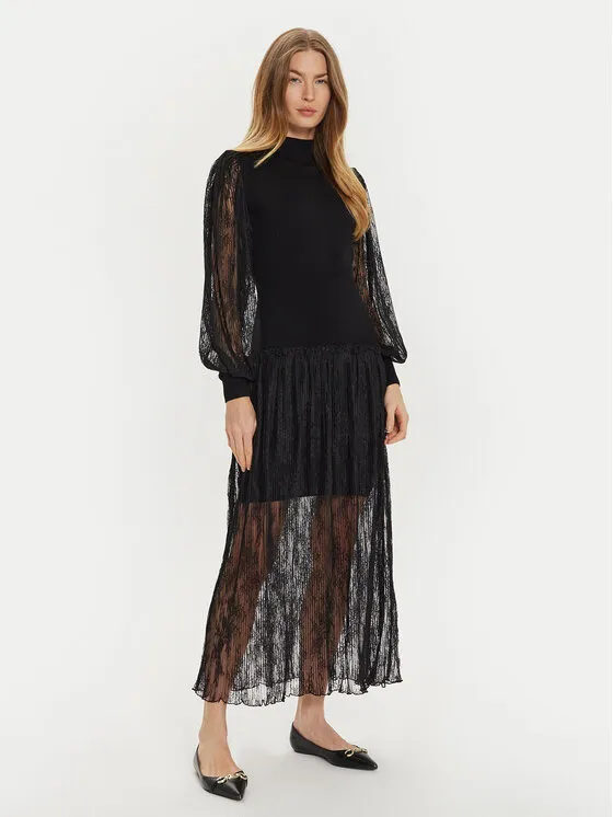 Strickkleid · Schwarz · Midi