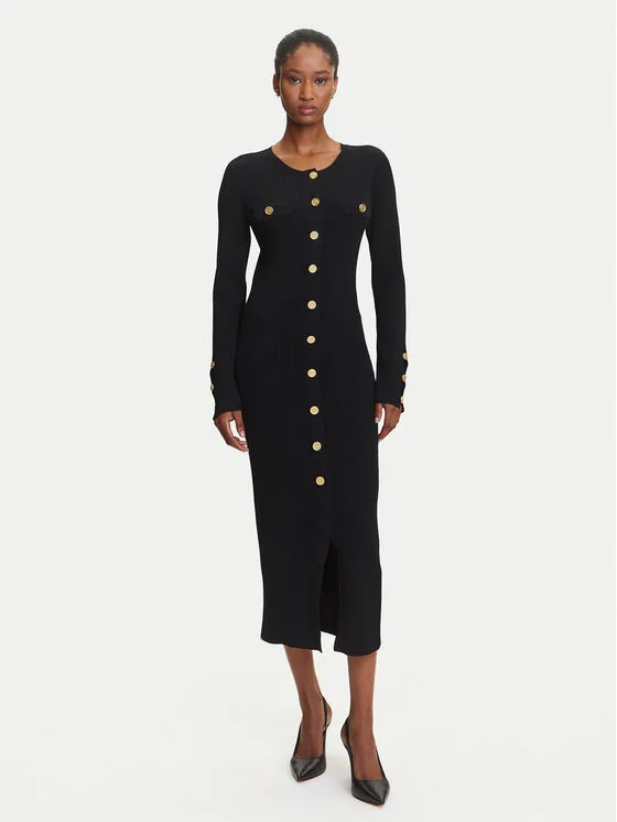 Strickkleid · Schwarz · Midi