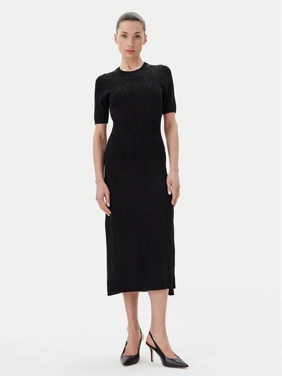 Strickkleid · Schwarz · Midi