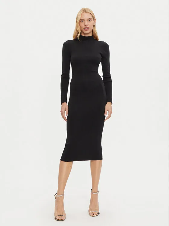 Strickkleid · Schwarz · Midi