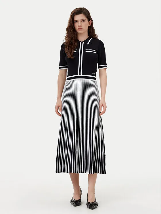 Strickkleid · Schwarz · Midi