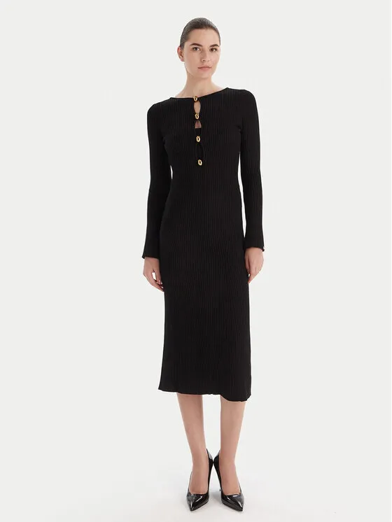 Strickkleid · Schwarz · Midi