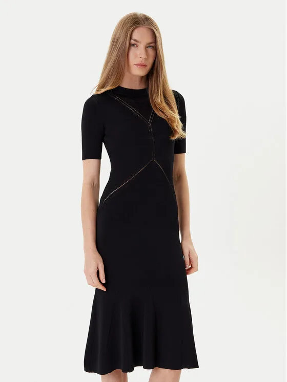 Strickkleid · Schwarz · Midi