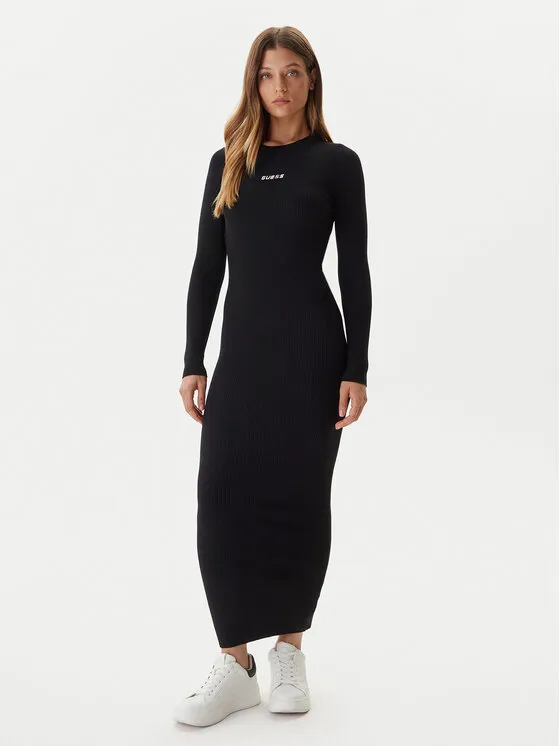 Strickkleid · Schwarz · Midi