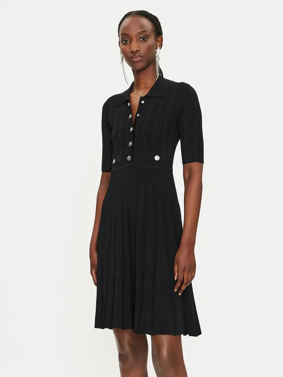 Strickkleid · Schwarz · Midi