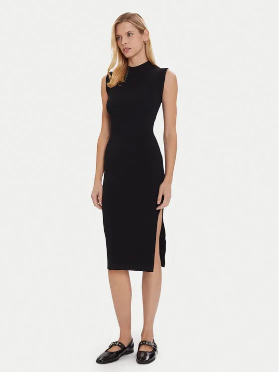 Strickkleid · Schwarz · Midi