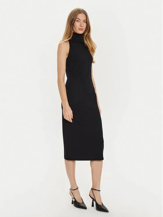 Strickkleid · Schwarz · Midi