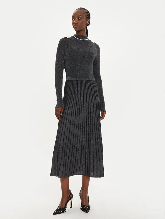 Strickkleid · Schwarz · Midi