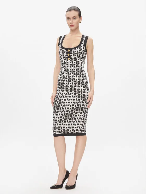 Strickkleid · Schwarz · Midi