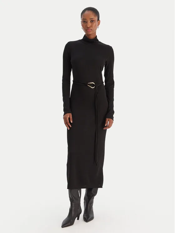 Strickkleid · Schwarz · Midi