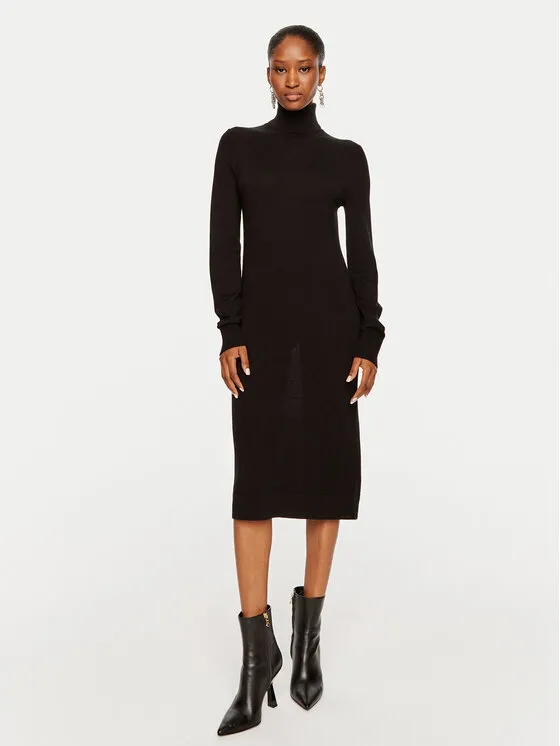 Strickkleid · Schwarz · Midi