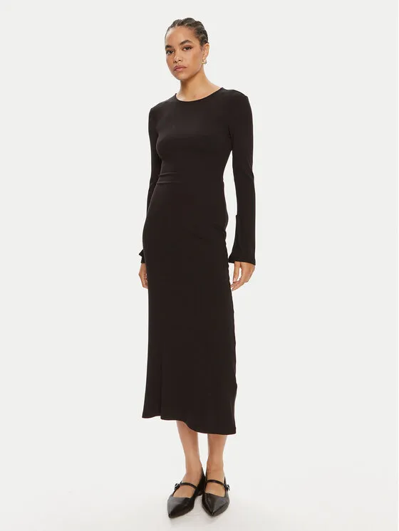 Strickkleid · Schwarz · Midi