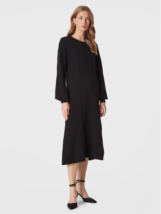 Strickkleid · Schwarz · Midi