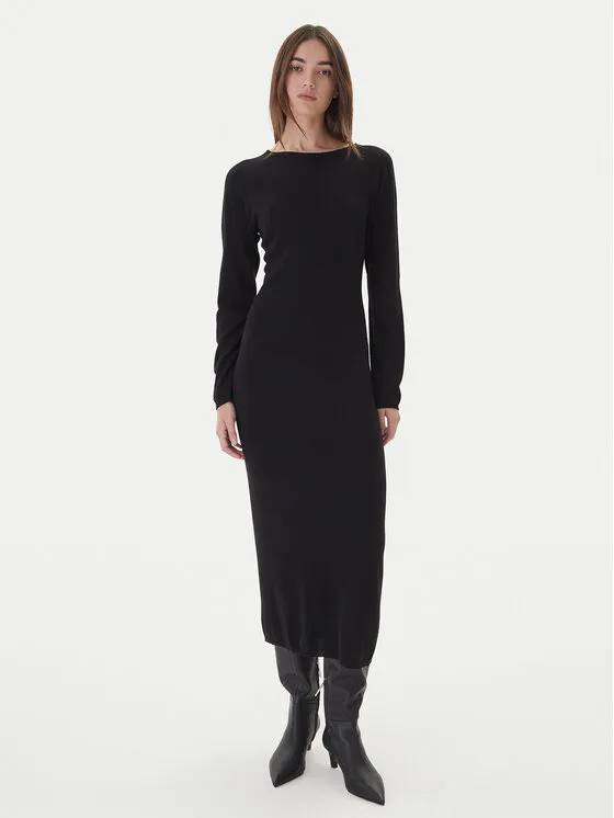 Strickkleid · Schwarz · Midi