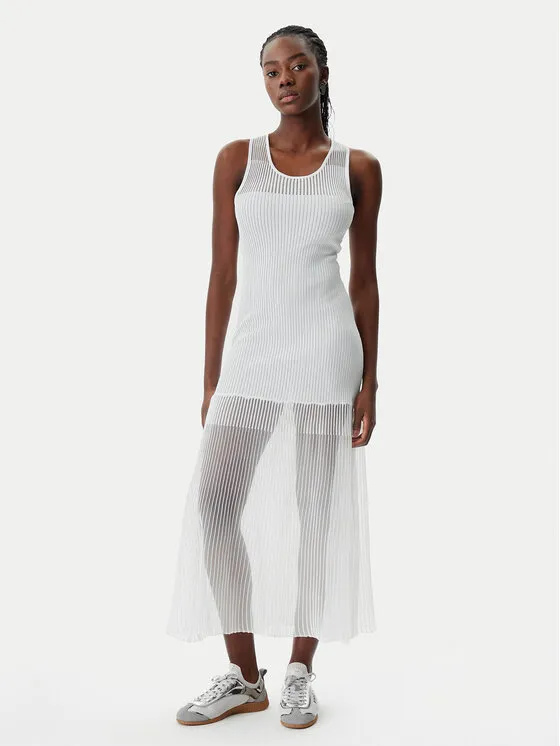 Strickkleid · Weiß · Maxi