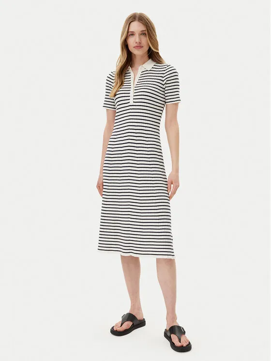 Strickkleid · Weiß · Midi