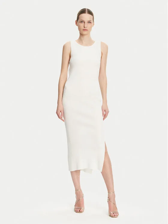 Strickkleid · Weiß · Midi