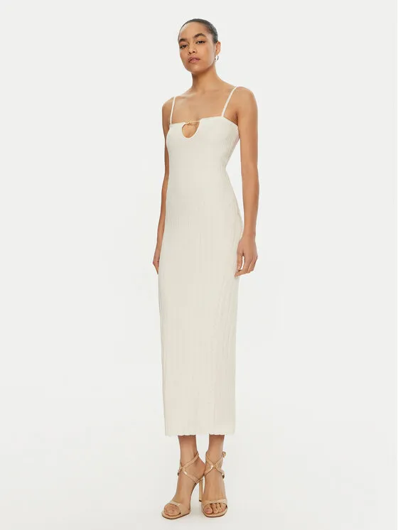 Strickkleid · Weiß · Midi