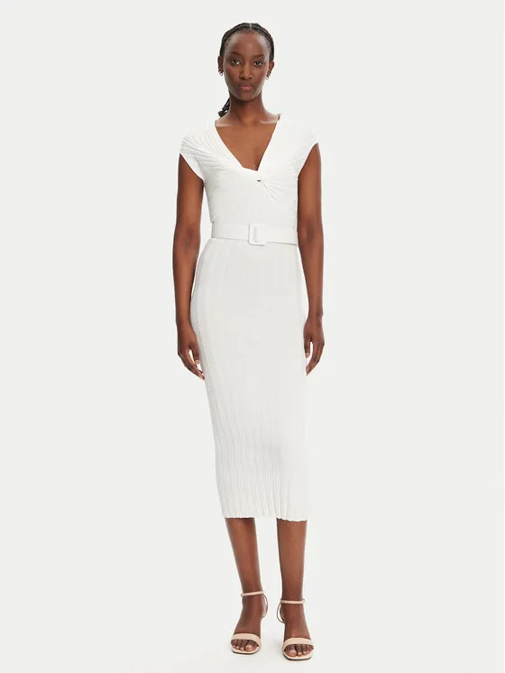 Strickkleid · Weiß · Midi