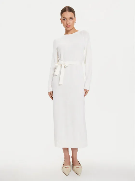 Strickkleid · Weiß · Midi