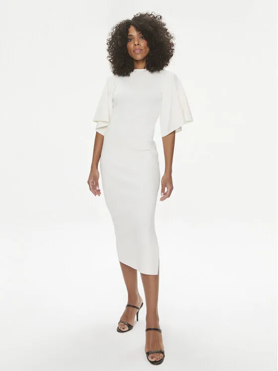 Strickkleid · Weiß · Midi