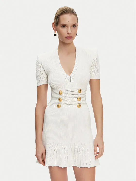 Strickkleid · Weiß · Mini