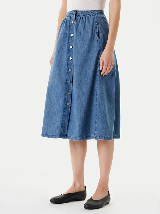 Trapezförmiger Rock · Blau · Midi