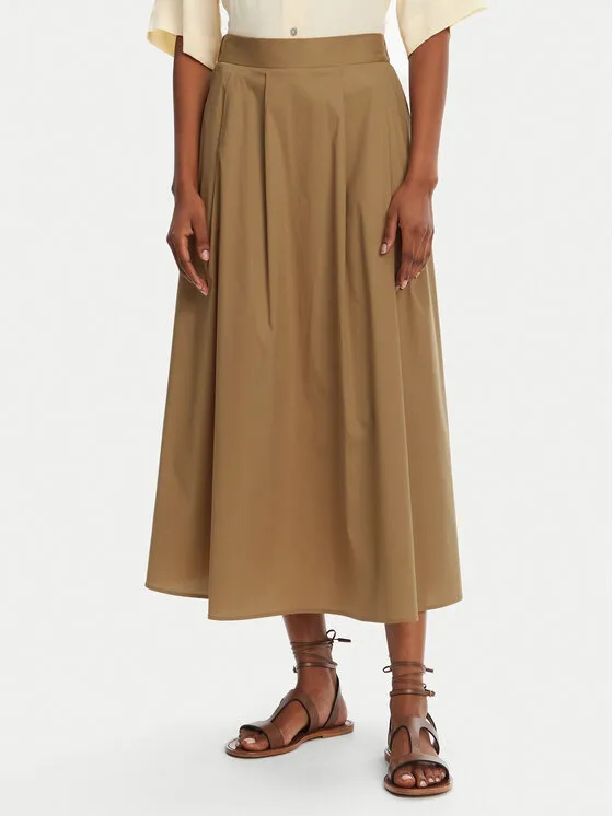 Trapezförmiger Rock · Braun · Midi