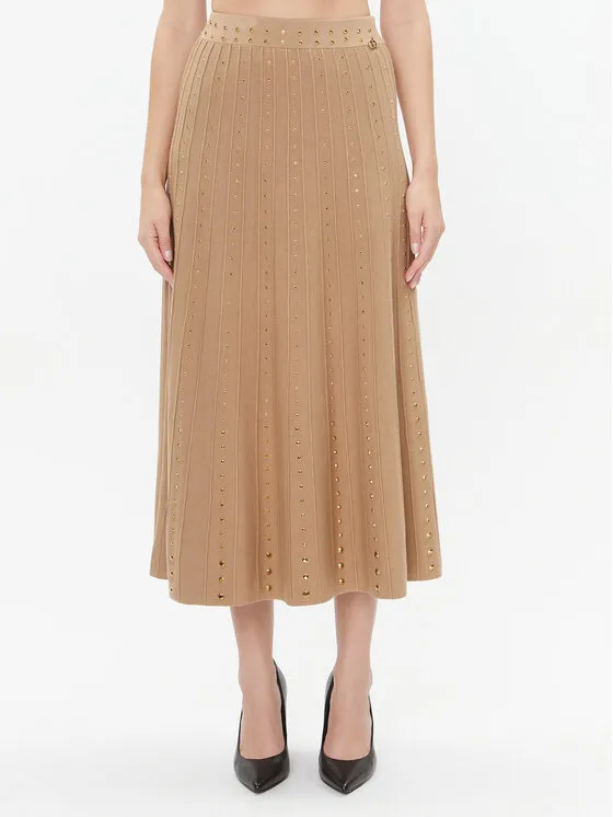 Trapezförmiger Rock · Braun · Midi