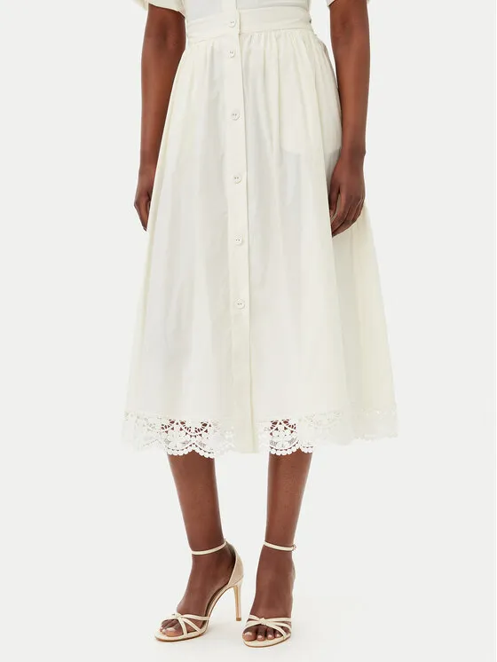 Trapezförmiger Rock · Écru · Midi