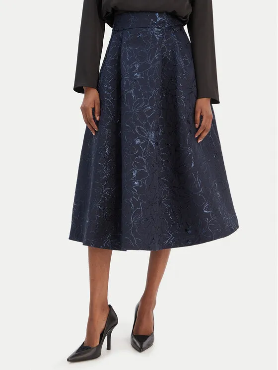 Trapezförmiger Rock · Dunkelblau · Midi