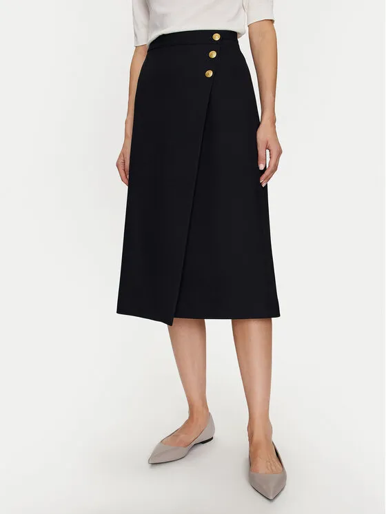 Trapezförmiger Rock · Dunkelblau · Midi