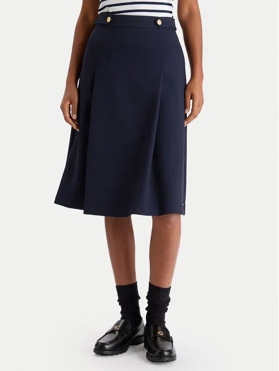 Trapezförmiger Rock · Dunkelblau · Midi