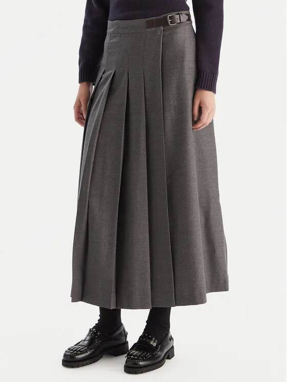 Trapezförmiger Rock · Grau · Midi