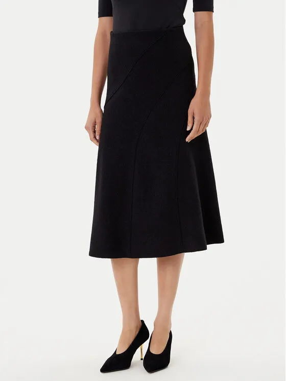 Trapezförmiger Rock · Schwarz · Midi